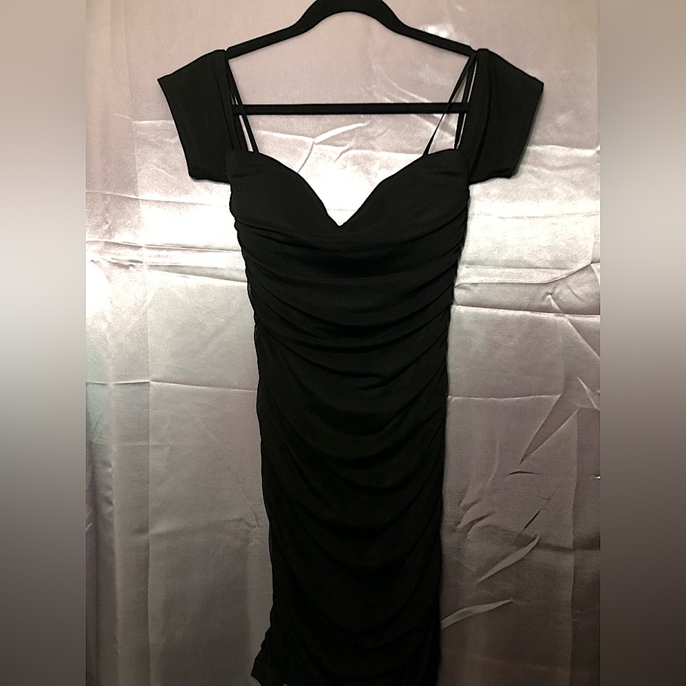 B.Smart ruched Off-shoulder dress